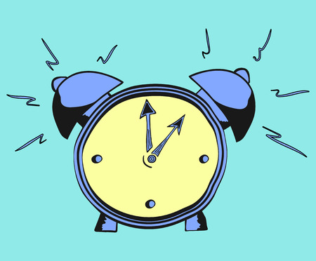 Ringing alarm clock with lightnings above itのイラスト素材