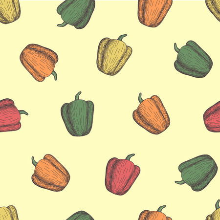 Colored bell pepper seamless pattern. Pattern in swatchesのイラスト素材