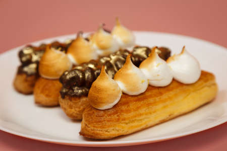 Exciting view of delicious eclairs