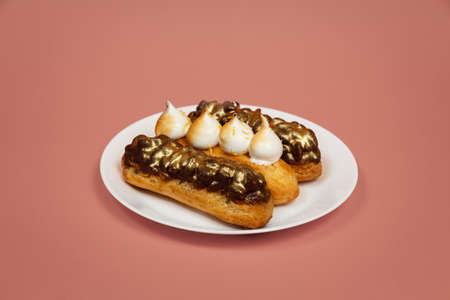 Exciting view of delicious eclairsの写真素材