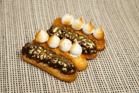 Exciting view of delicious eclairs