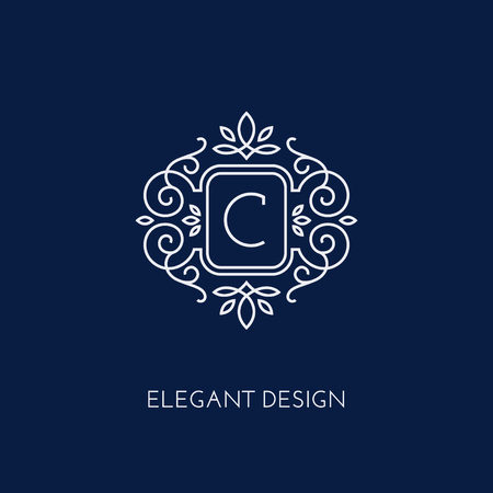 Simple and elegant monogram design template with letter C. Vector illustration.のイラスト素材