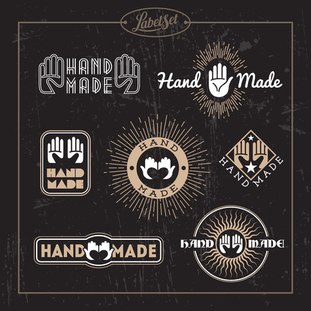 Templates for badges, labels, tags for hand made product. Set 2. Vector illustration.のイラスト素材