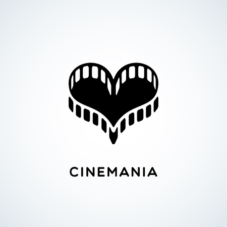 Logo design template with film in the form of heart. Vector illustration.のイラスト素材