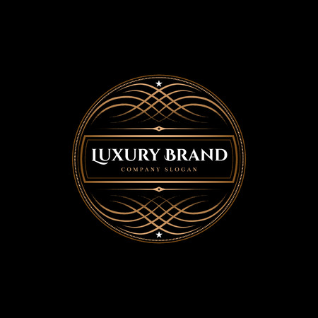 Luxurious design template with flourishes elegant calligraphic elements for businesses and product names, restaurant, boutique, cafe, hotel, jewelry, real estate, etc. Vector illustration.のイラスト素材