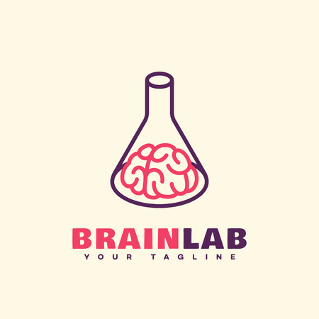 Brain lab outline logo template design. Vector illustration.のイラスト素材