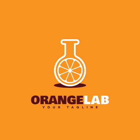 Orange lab outline logo template design. Vector illustration.のイラスト素材
