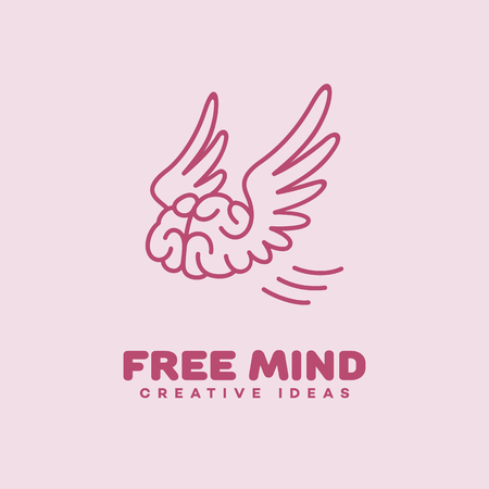 Free mind outline logo template design. Vector illustration.のイラスト素材