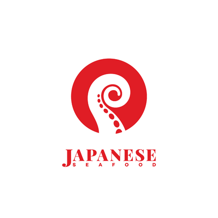 Japanese seafood logo template design. Vector illustration.のイラスト素材
