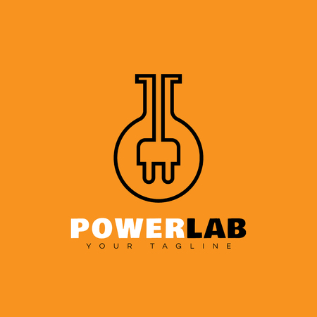 Power lab outline logo template design. Vector illustration.のイラスト素材