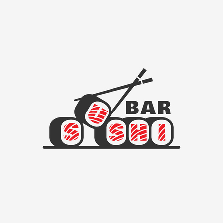 Sushi bar logo template design with chopstick. Vector illustration.のイラスト素材