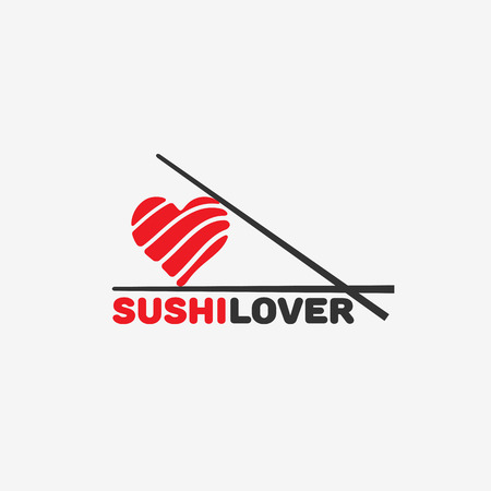 Sushi lover logo template design. Vector illustration.のイラスト素材
