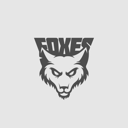 Fox mascot for a sport team with a title on a gray background. Vector illustration.のイラスト素材