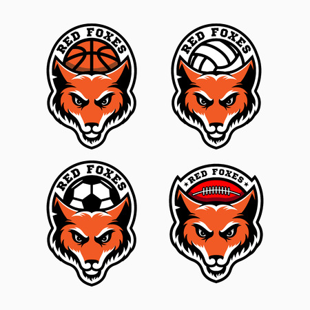 Fox mascots for sport teams. Vector illustration.のイラスト素材