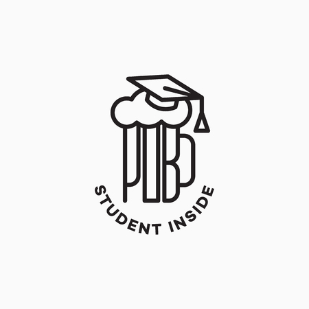 Student pub template design, in black and white illustration.のイラスト素材