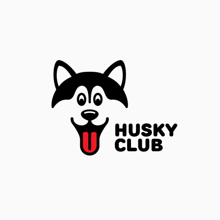 Husky club logo template design on a white background. Vector illustration.のイラスト素材