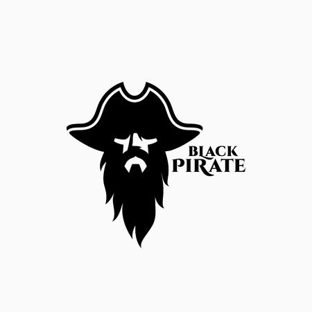 Black pirate logo template design. Vector illustration.のイラスト素材
