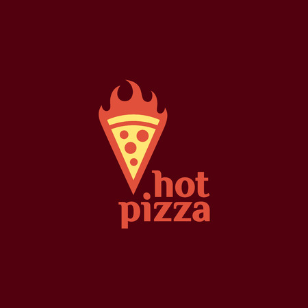 Hot pizza logo template design. Vector illustration.のイラスト素材