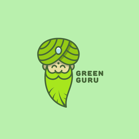 Colored green guru logo template design. Vector illustration.のイラスト素材