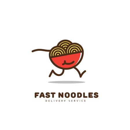 Colored fast noodles logo template design. Vector illustration.のイラスト素材