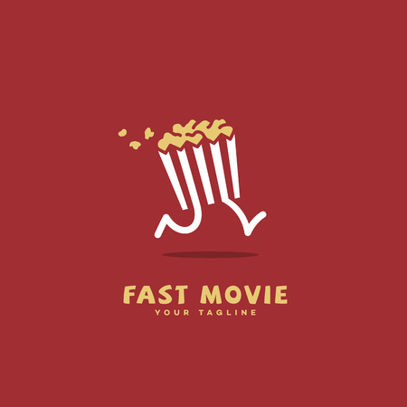 Fast movie logo template design on a red background. Vector illustration.のイラスト素材