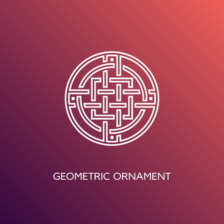 Geometric emblem design template in linear style on a smooth gradient background. Vector illustration.のイラスト素材