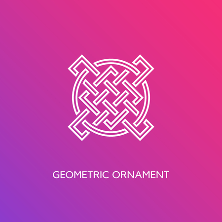 Geometric emblem design template in linear style on a smooth gradient background. Vector illustration.のイラスト素材