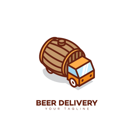 Beer delivery logo design template with a barrel. Vector illustration.のイラスト素材
