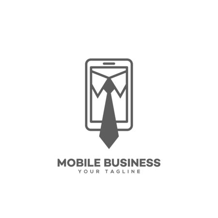 Mobile business design template in linear style. Vector illustration.のイラスト素材
