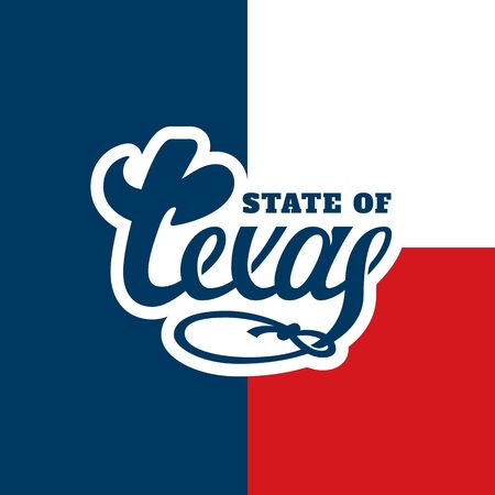 State of Texas lettering with a flag. Vector illustration.