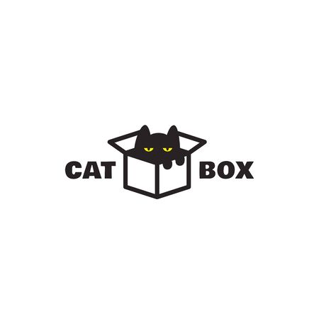 Black cat in box  design template. Vector illustration.のイラスト素材