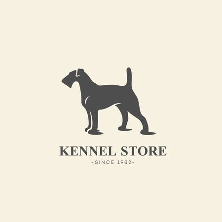 Fox terrier dog silhouette  design template. Vector illustration.のイラスト素材