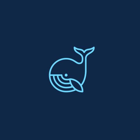Simple whale  template design in linear style. Vector illustration.のイラスト素材