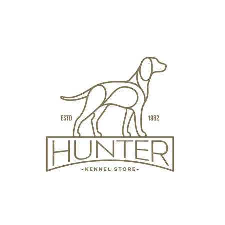 Pointer dog linear  design template. Vector illustration.のイラスト素材