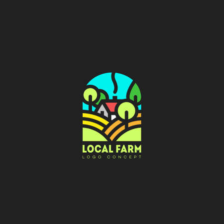 Colored local farm  design template. Vector illustration.のイラスト素材