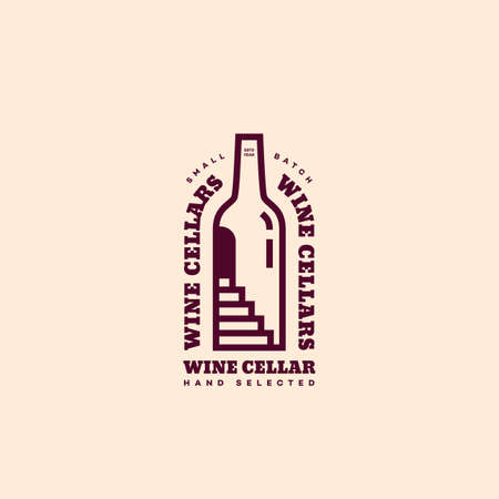 Wine cellar  design template in linear style. Vector illustration.のイラスト素材