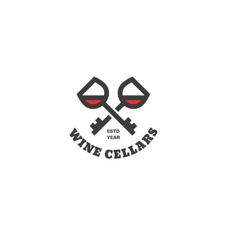 Wine cellars  design template with two crossed keys. Vector illustration.のイラスト素材
