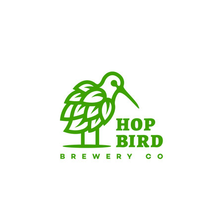 Hop bird logo design template with stylized kiwi. Vector illustration.のイラスト素材