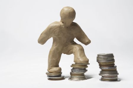The plasticine person earns money in the various waysの写真素材