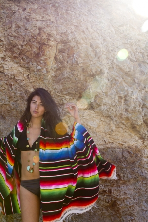 An attractive young woman at the beach の写真素材