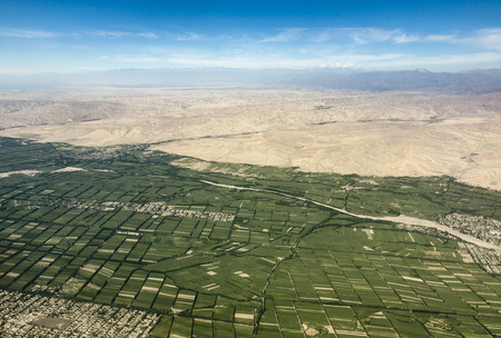 Aerial landscape view of Xinjiang land formの写真素材