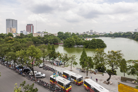 Hoan Kiem Lake at Ha noiのeditorial素材