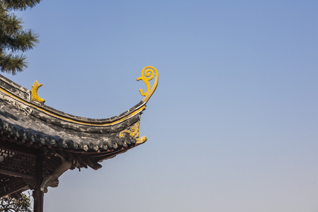Jinshan Temple roof eaves close up viewの写真素材