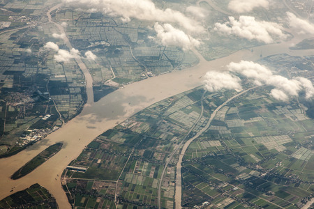 Aerial scenery view of a land in Chinaの写真素材