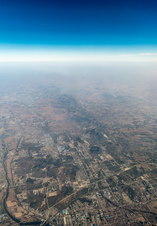 Aerial view of countrysideの写真素材