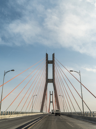 Vehicles moving along a bridgeのeditorial素材