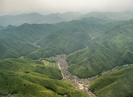 View of village in a mountainの写真素材