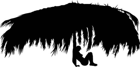 Girl under the beach umbrellaのイラスト素材