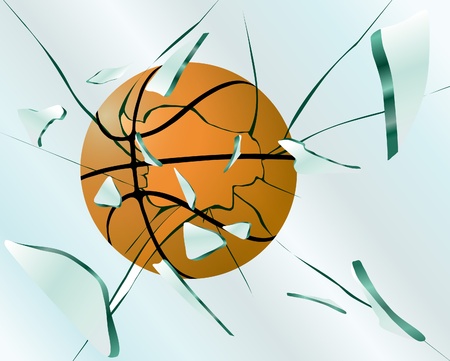 Basketball smashes glassのイラスト素材