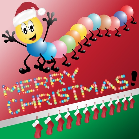 Cute centipede wishes a Merry Christmasのイラスト素材